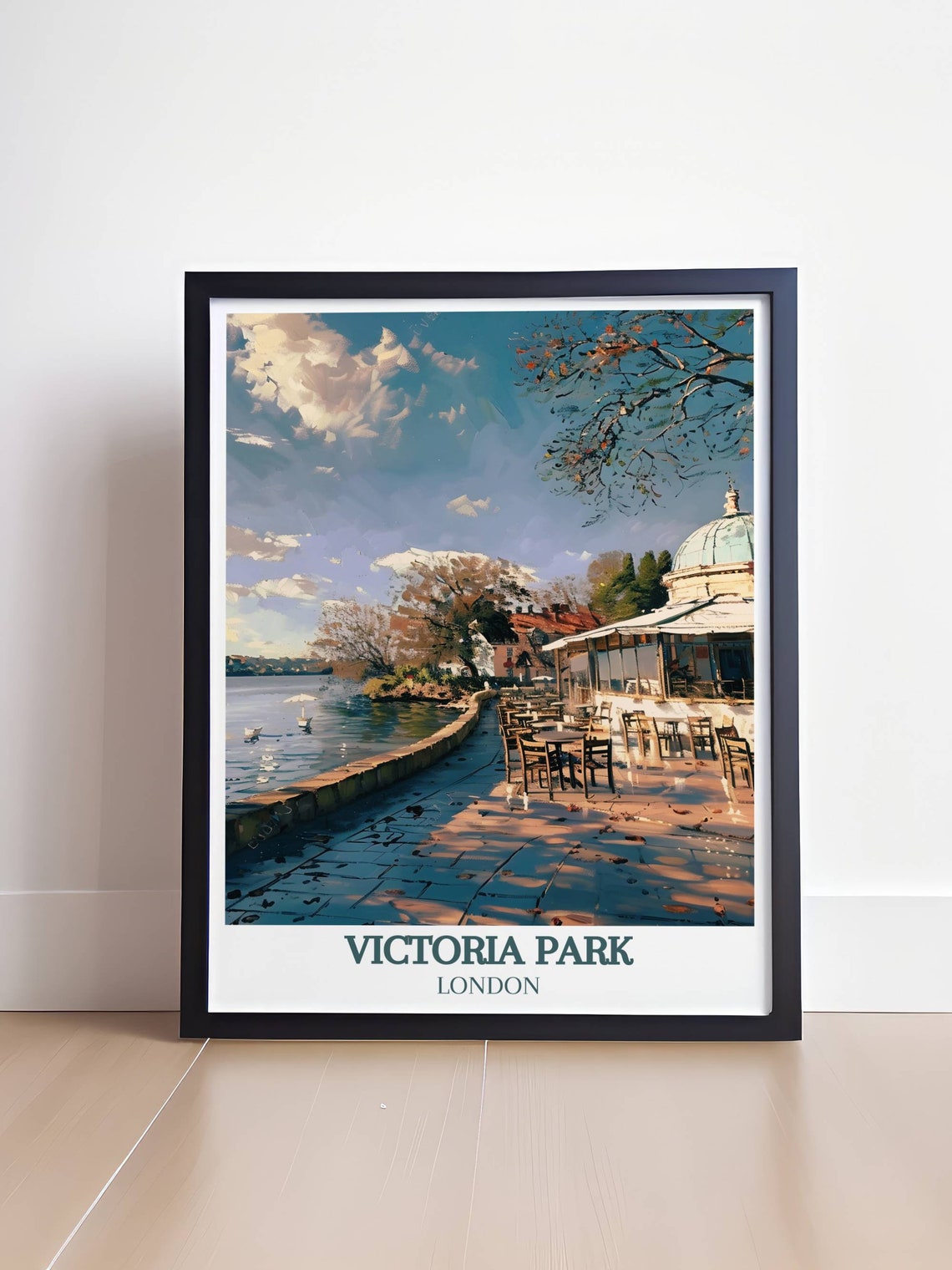 Victoria Park London Lakeside Terrace Afternoon Dappled Light Poster - Image 4
