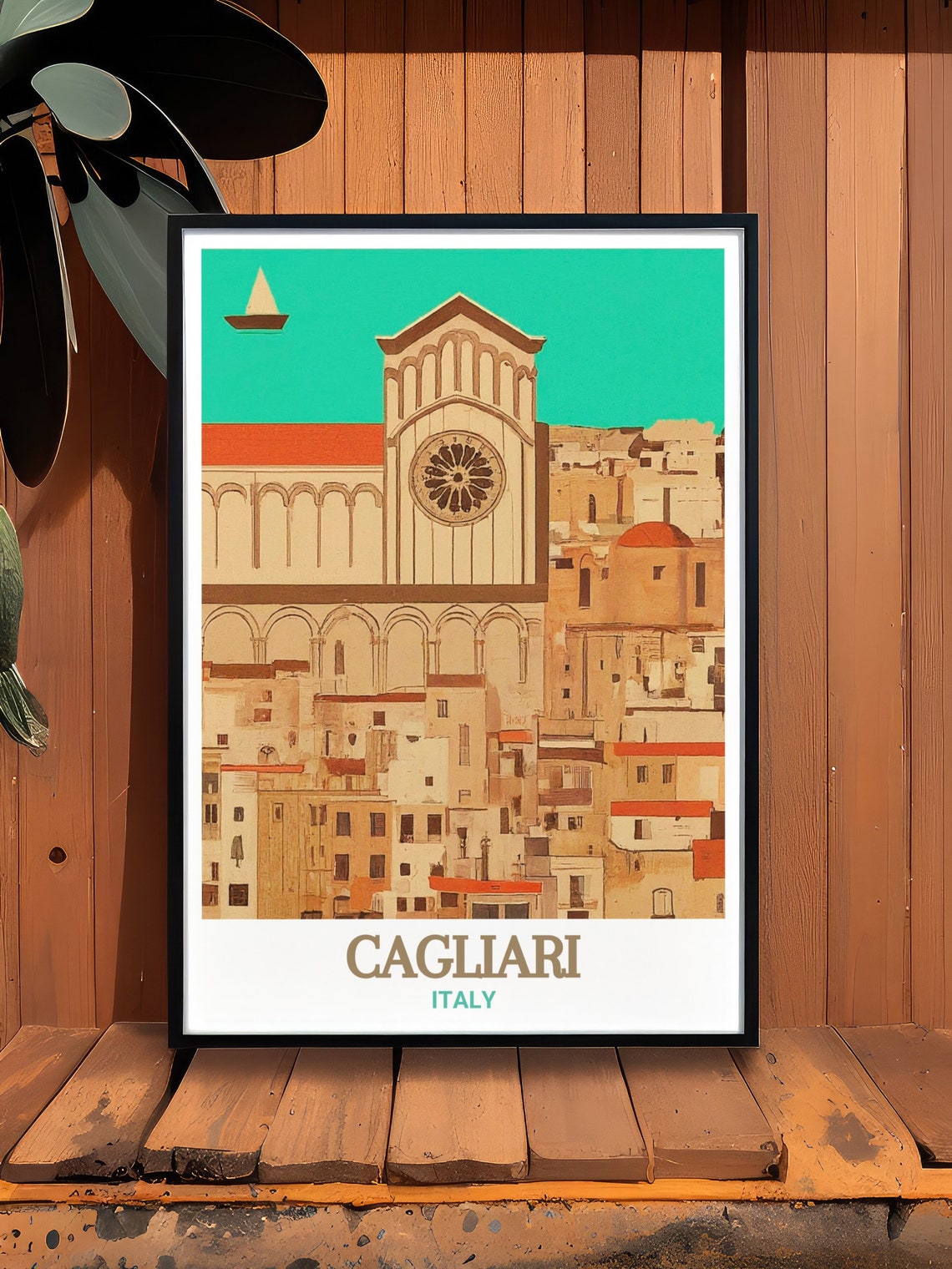 Cagliari Castello District Cathedral Tower and Old Rooftops Poster - Image 3