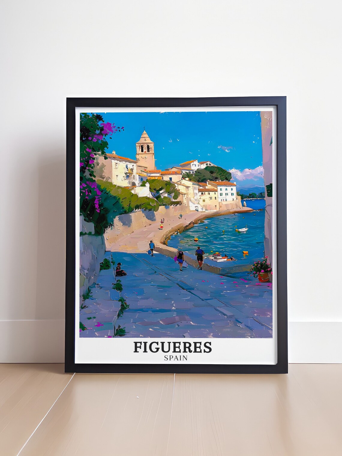 Figueres Spain Coastal Promenade Church Tower Seaside Travel Poster - Image 4