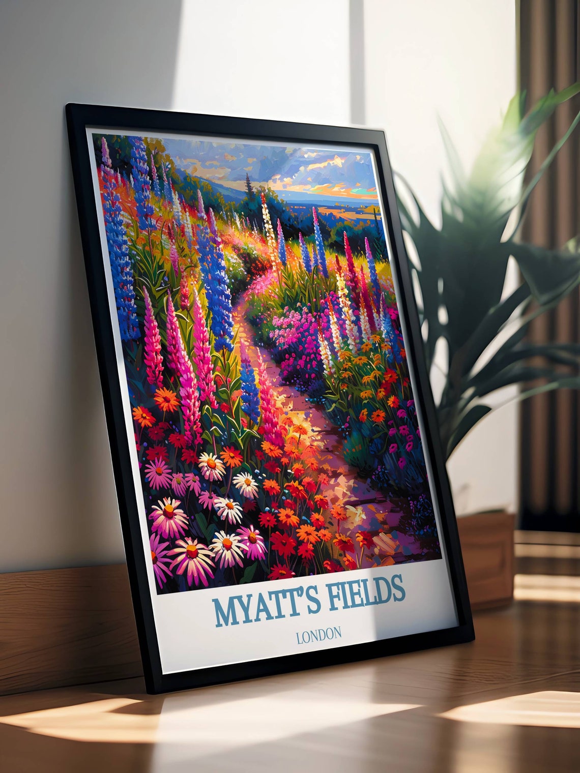 Myatt's Fields London Lupin Garden Path Sunset Travel Poster - Image 2