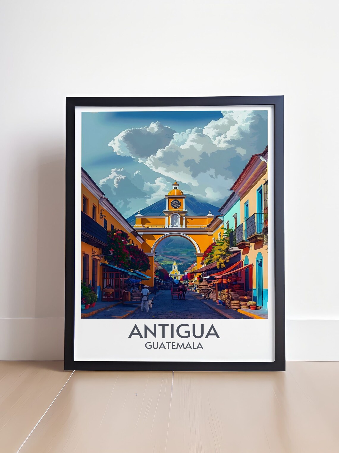 Antigua Guatemala Santa Catalina Arch Cobblestone Street Travel Poster - Image 4