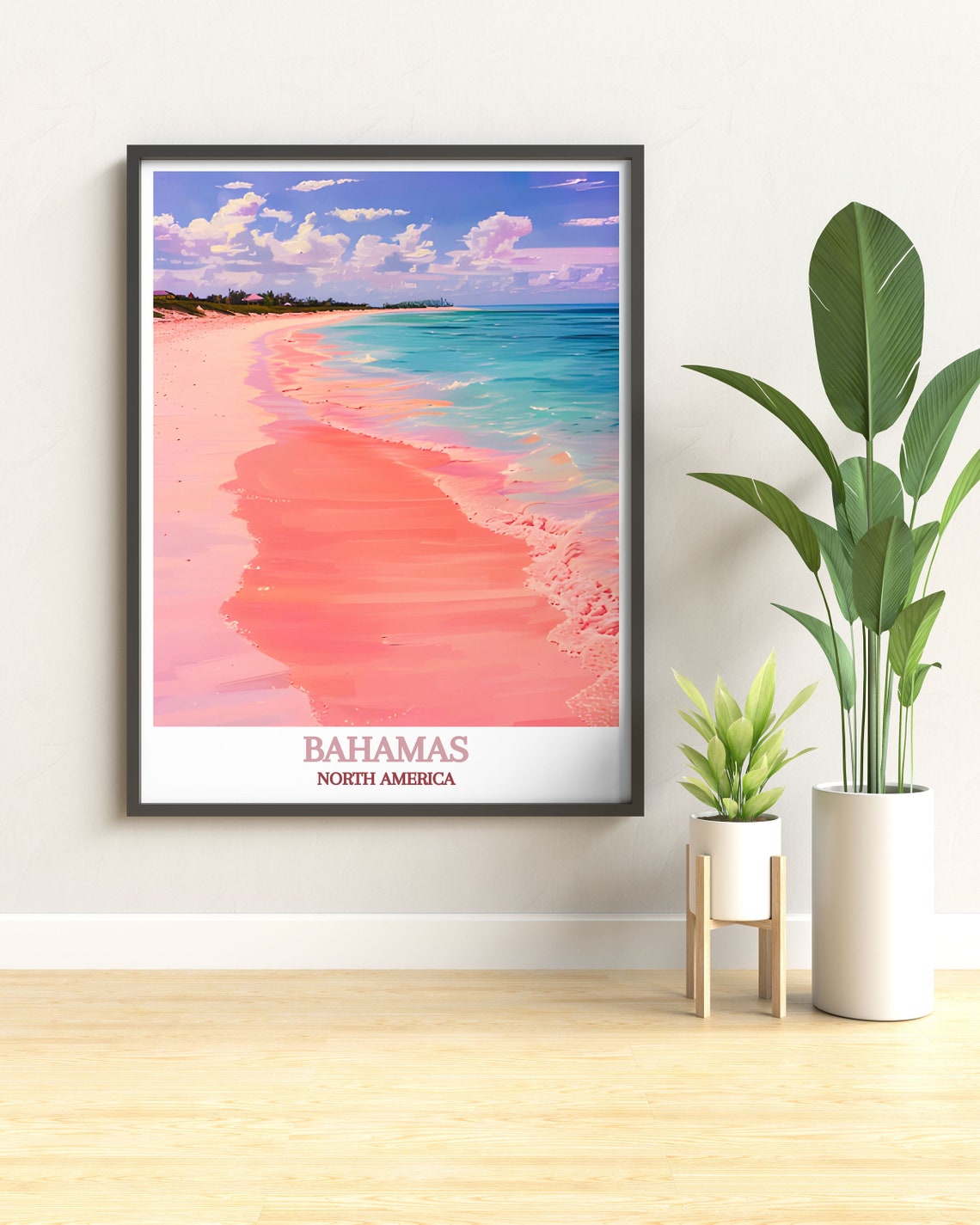 Bahamas Pink Sand Beach Turquoise Ocean Caribbean Coast Travel Poster - Image 2
