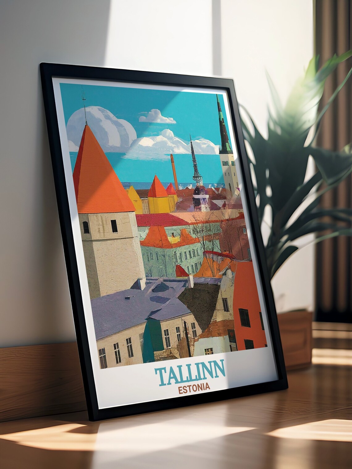 Tallinn Estonia Old Town Colorful Rooftops Spires Travel Poster - Image 2