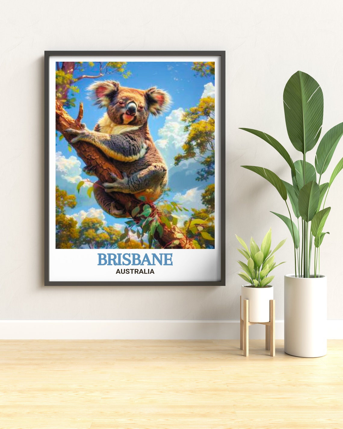 Brisbane Australia Vibrant Koala Portrait Eucalyptus Tree Poster - Image 3