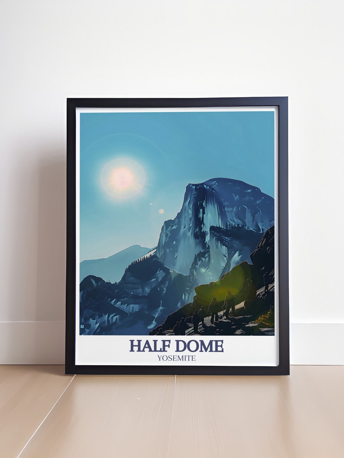 Yosemite Half Dome Hikers Moonlit Granite Summit Travel Poster - Image 4