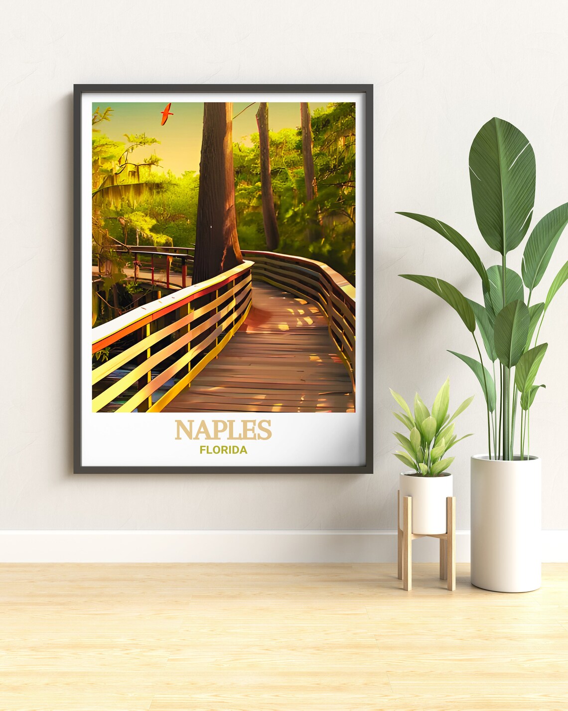 Golden Naples Florida Boardwalk Poster Cypress Swamp Forest Art - Image 2