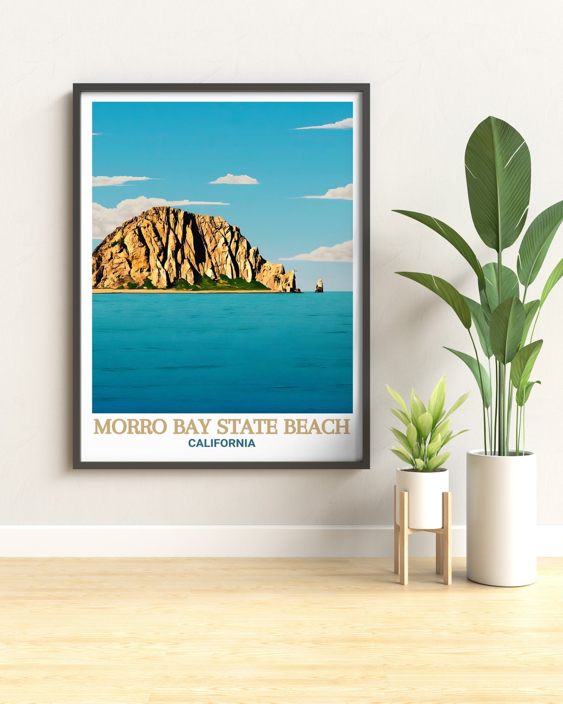 Morro Bay State Beach California Morro Rock Coastal Art Poster - Image 3