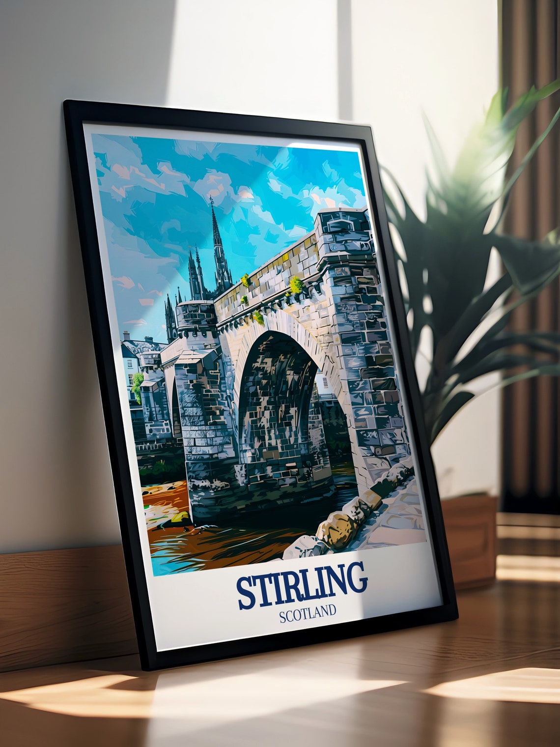 Stirling Bridge Stone Arch River Forth Historic Scotland Poster - Image 2