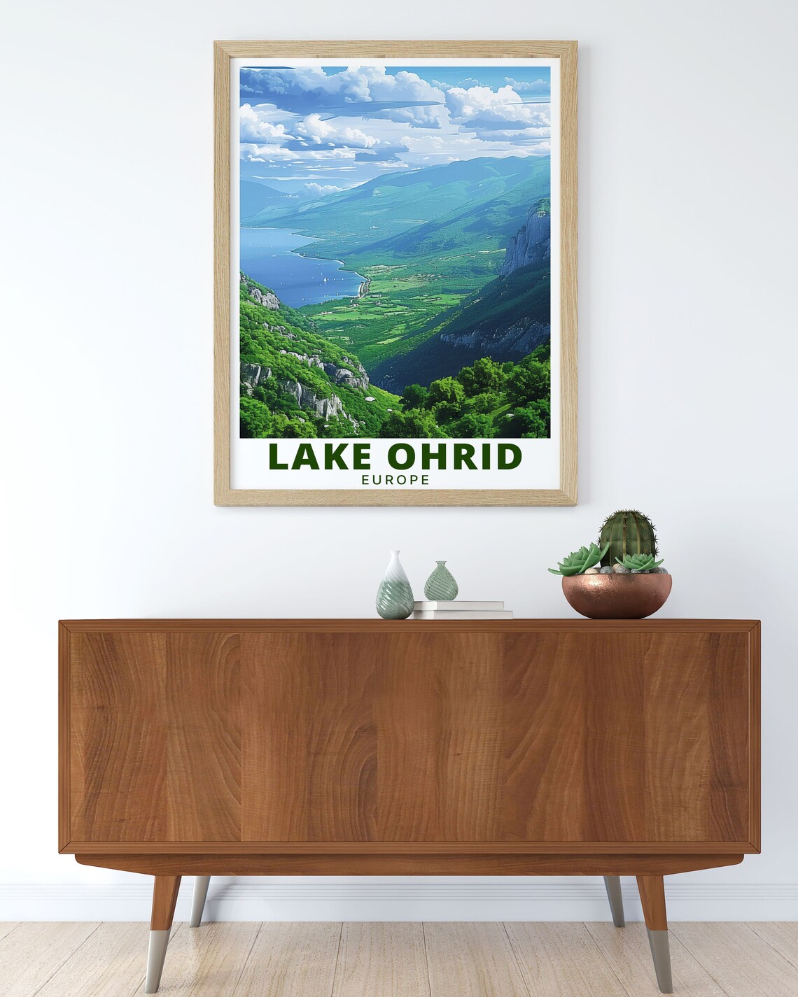 Lake Ohrid Mountain Valley Scenic Panorama Europe View Poster - Image 3