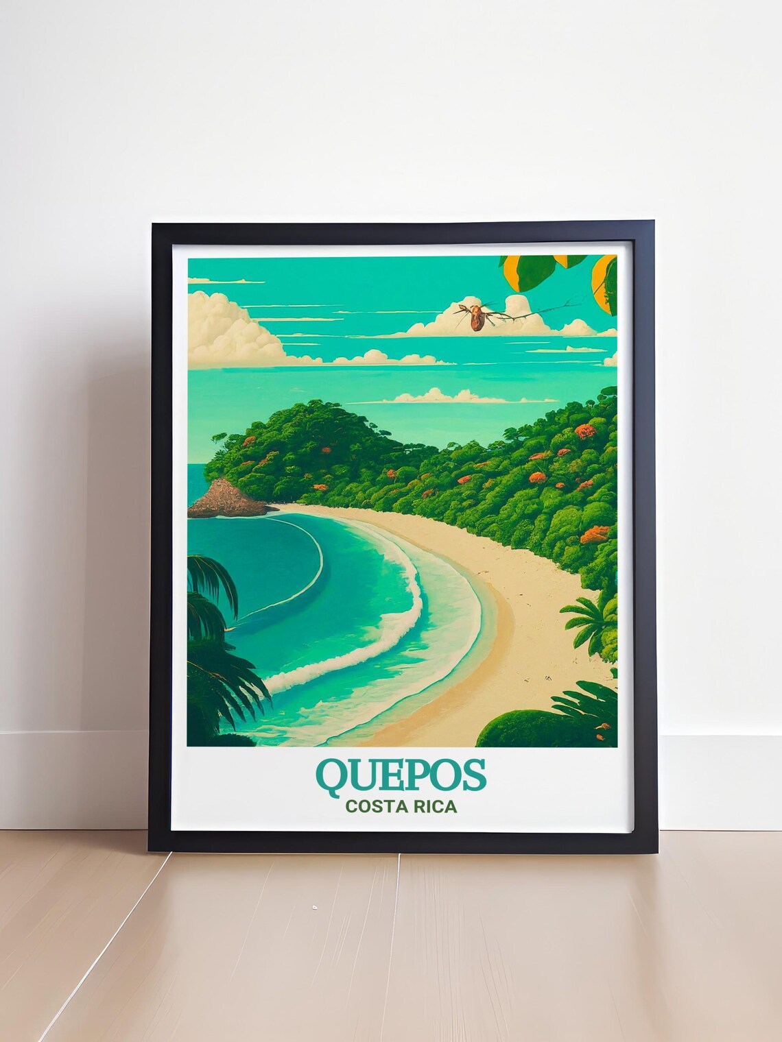 Quepos Costa Rica Sandy Bay Palms Aerial Coastline Travel Poster - Image 4