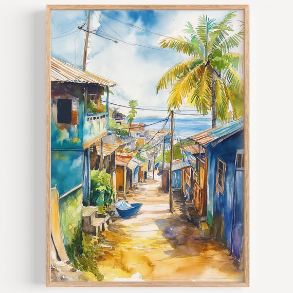 Accra Watercolor Painting Wall Art Print Ghana Poster Africa Travel Decor Illustration Home