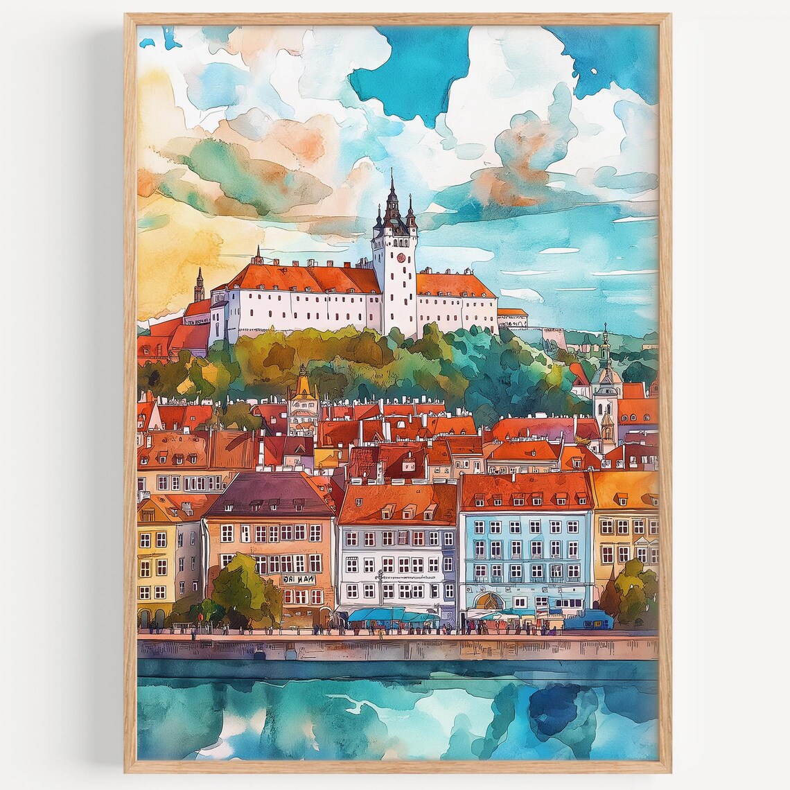 Bratislava Watercolor Travel Poster, Slovakia Decor