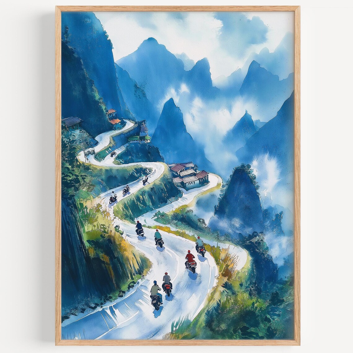 Ha Giang Loop Watercolor Travel Poster, Vietnam