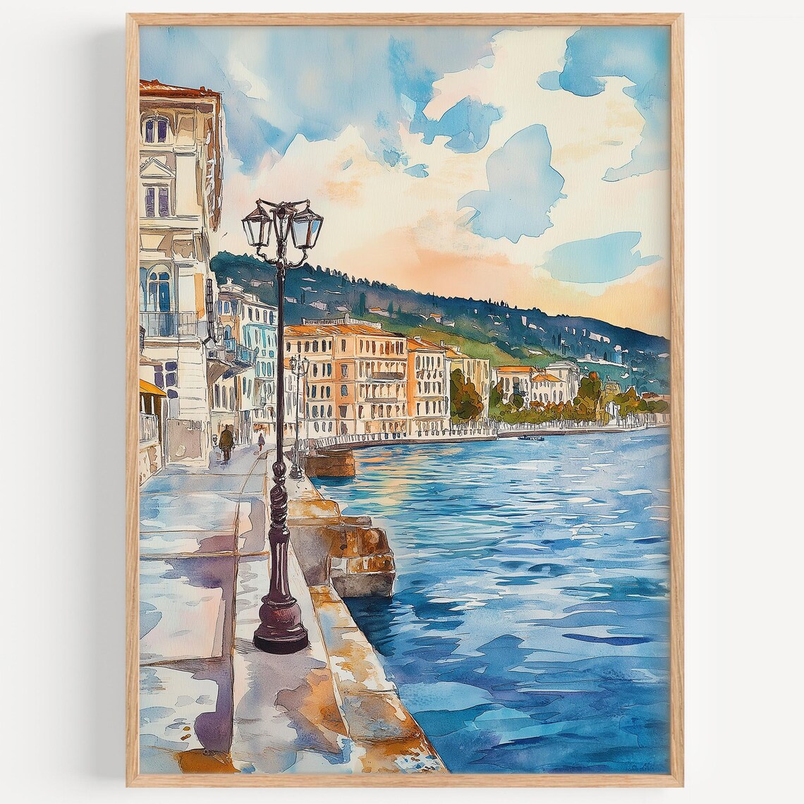 Trieste Watercolor Travel Poster, Italy Decor