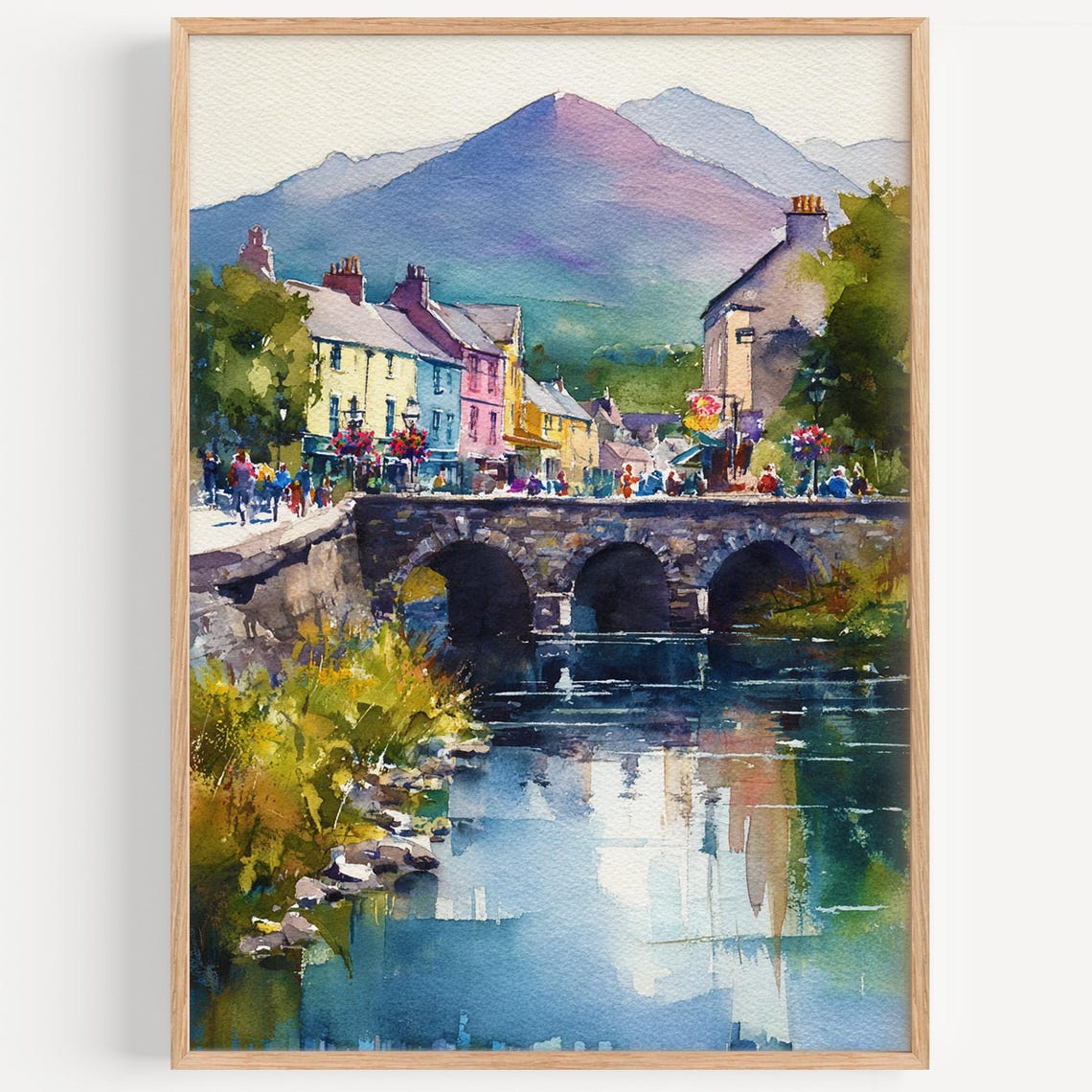 Westport Ireland Stone Bridge Colorful Town Watercolor Poster