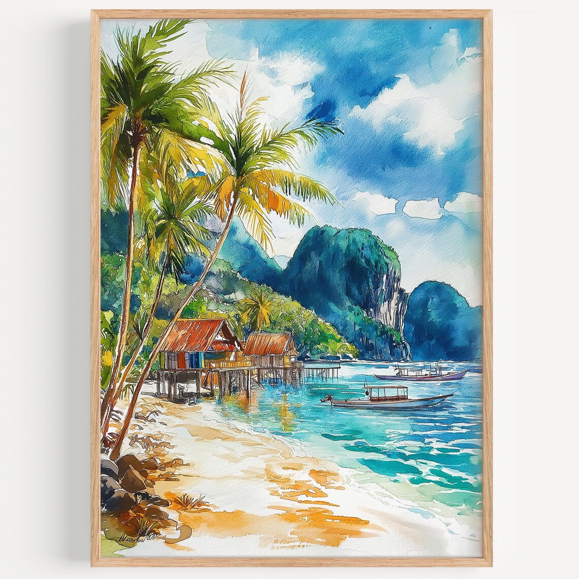 El Nido Watercolor Travel Poster, Philippines Decor