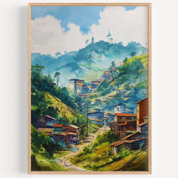 Cameron Highlands Watercolor Painting Wall Art Print Travel Poster Decor Illustration Home