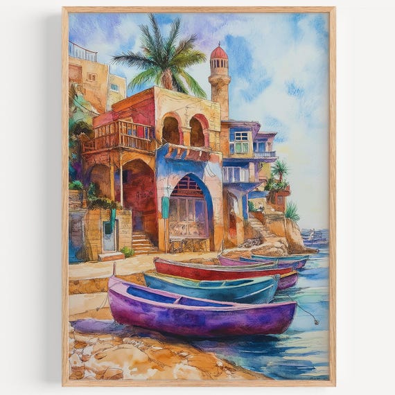 Tripoli Watercolor Painting Wall Art Print Travel Poster Lebanon Decor Illustration Home