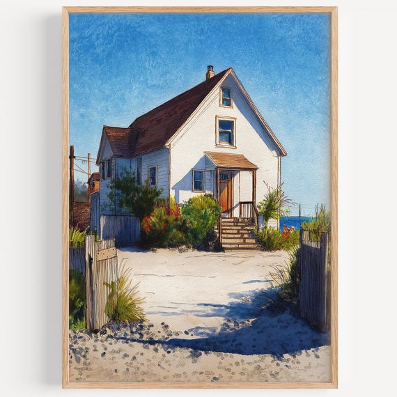 Cape Cod Watercolor Painting Wall Art Print Travel Poster Massachusetts Decor Illustration Home