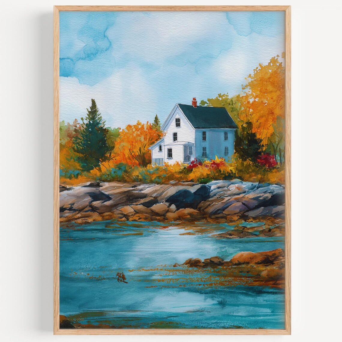 Maine Watercolor Travel Poster, Illustration
