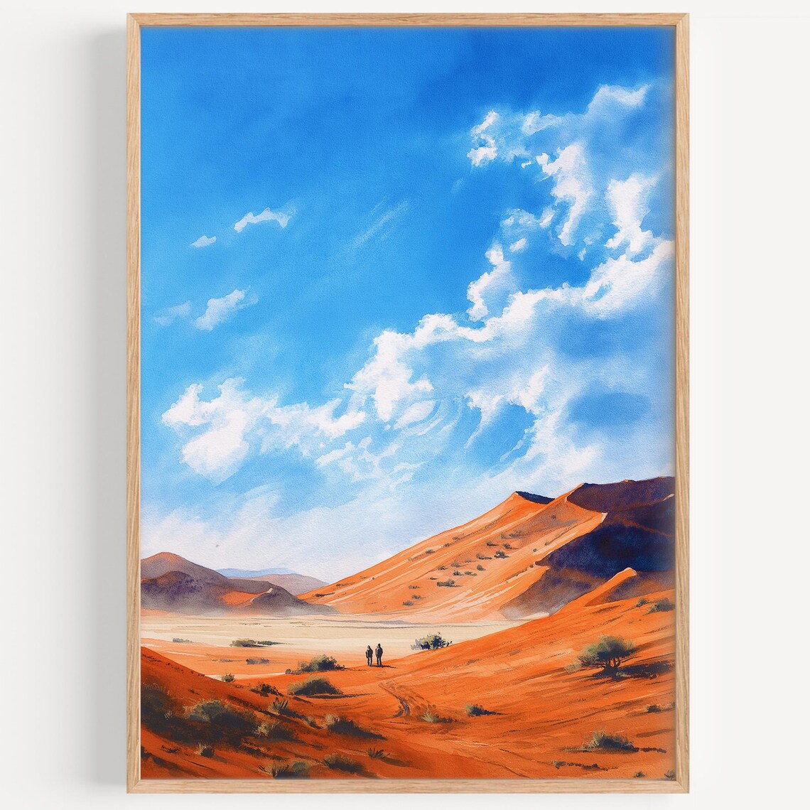 Namib Desert Red Dunes Watercolor Africa Travel Scenic Poster