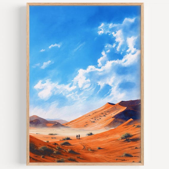 Namib Desert Watercolor Painting Wall Art Print Travel Poster Decor Illustration Home