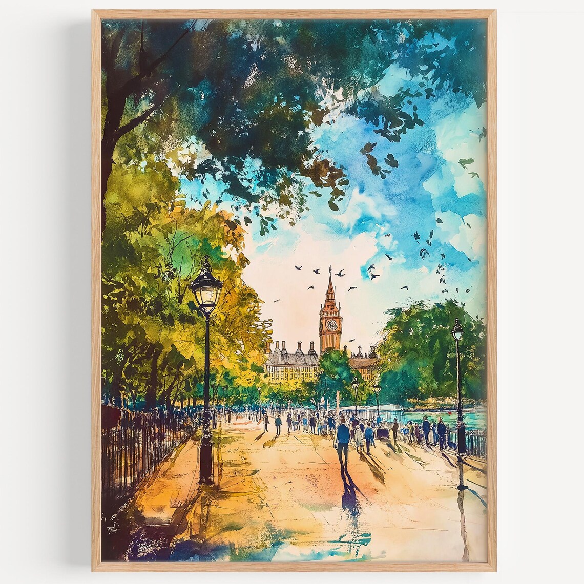 Hyde Park Watercolor Painting, London Travel Poster