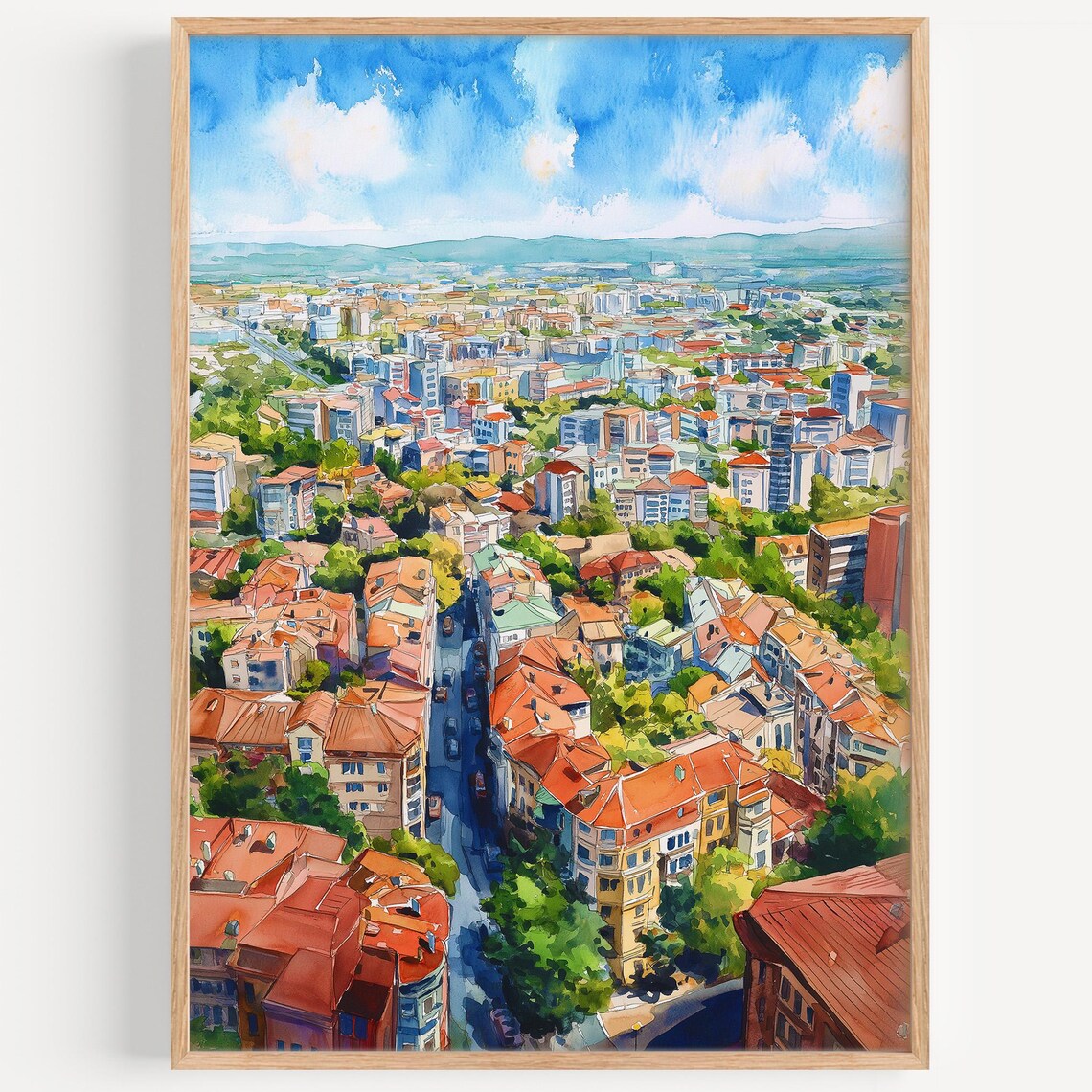 Varna Watercolor Travel Poster, Bulgaria