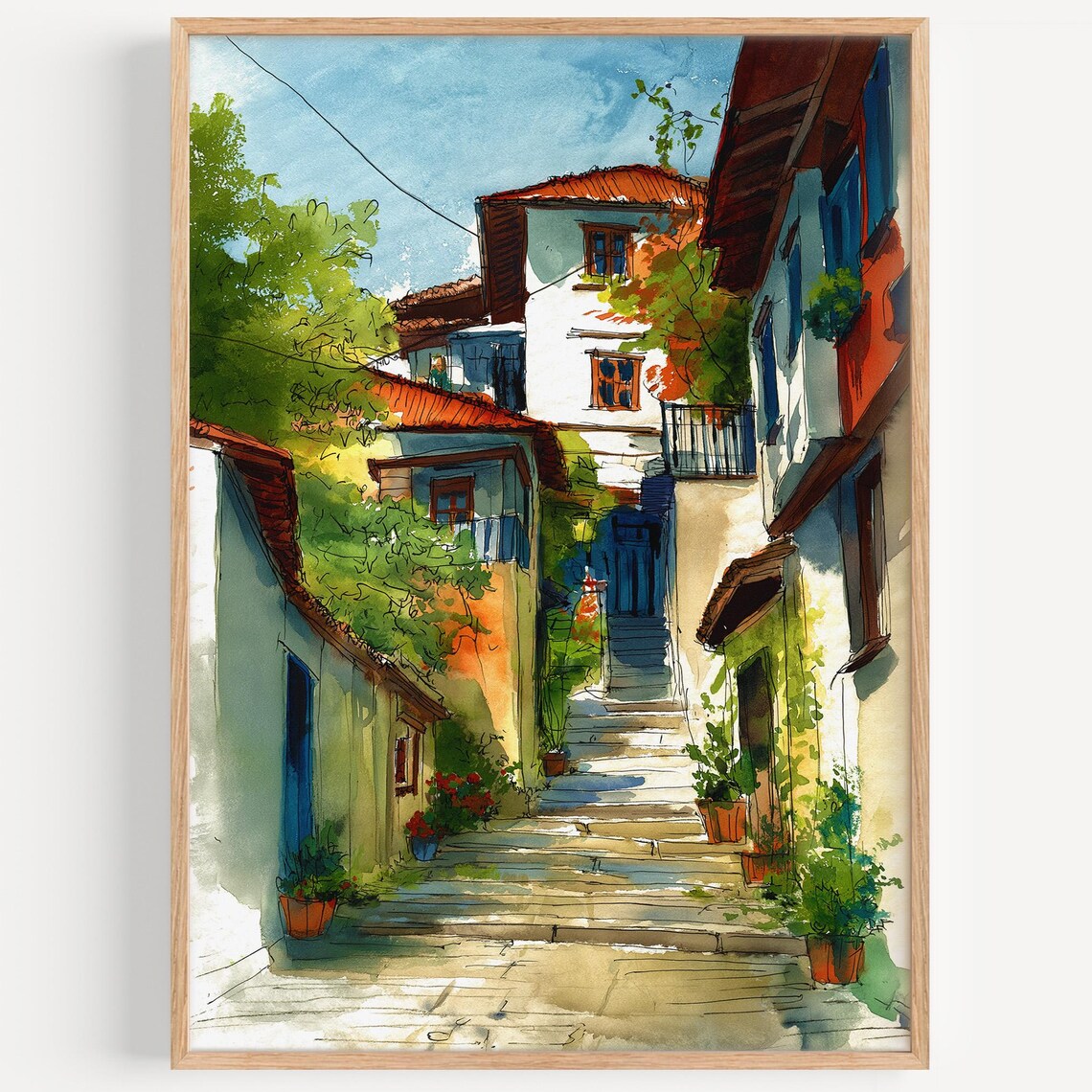 Podgorica Watercolor Painting Travel Poster, Montenegro