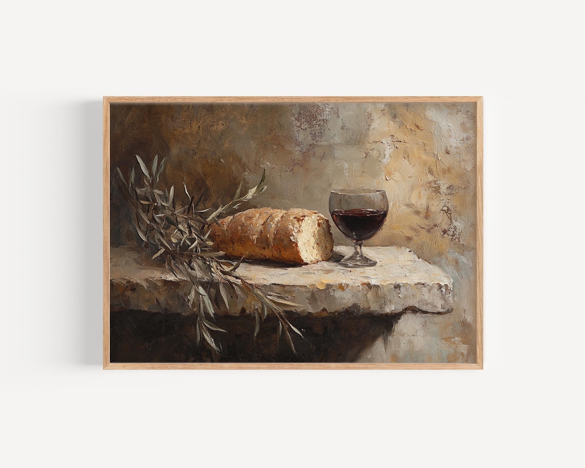 Communion Still Life Bread And Wine, Modern Art Print