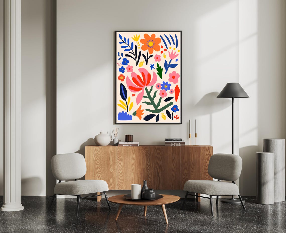 Striking Floral Bouquet With Big Pink Bloom On Cream Art Print - Image 4