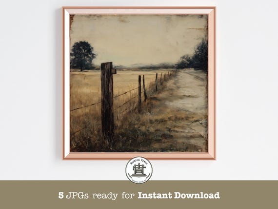 Rustic Farmhouse Print, Moody Country Road Art Print