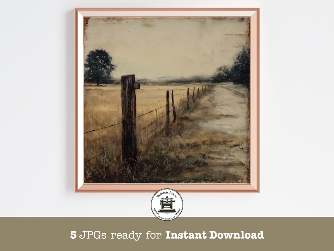 Rustic Farmhouse Print, Moody Country Road Art Print