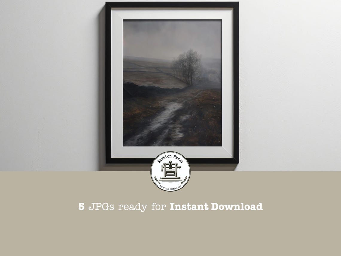Misty Moorland Path Vintage English Countryside Landscape Poster