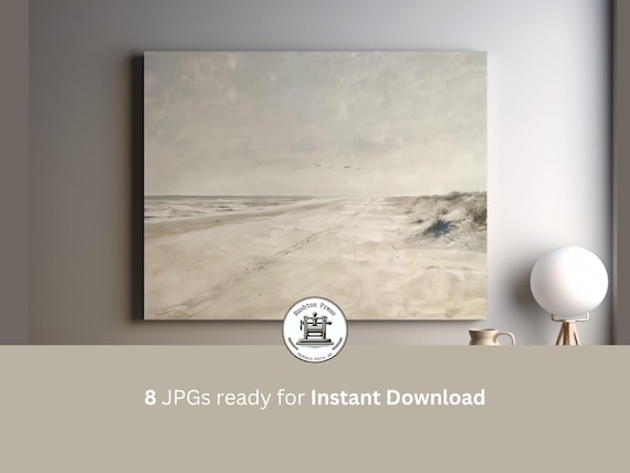 Neutral Beach Vintage Coastal Landscape Art Print