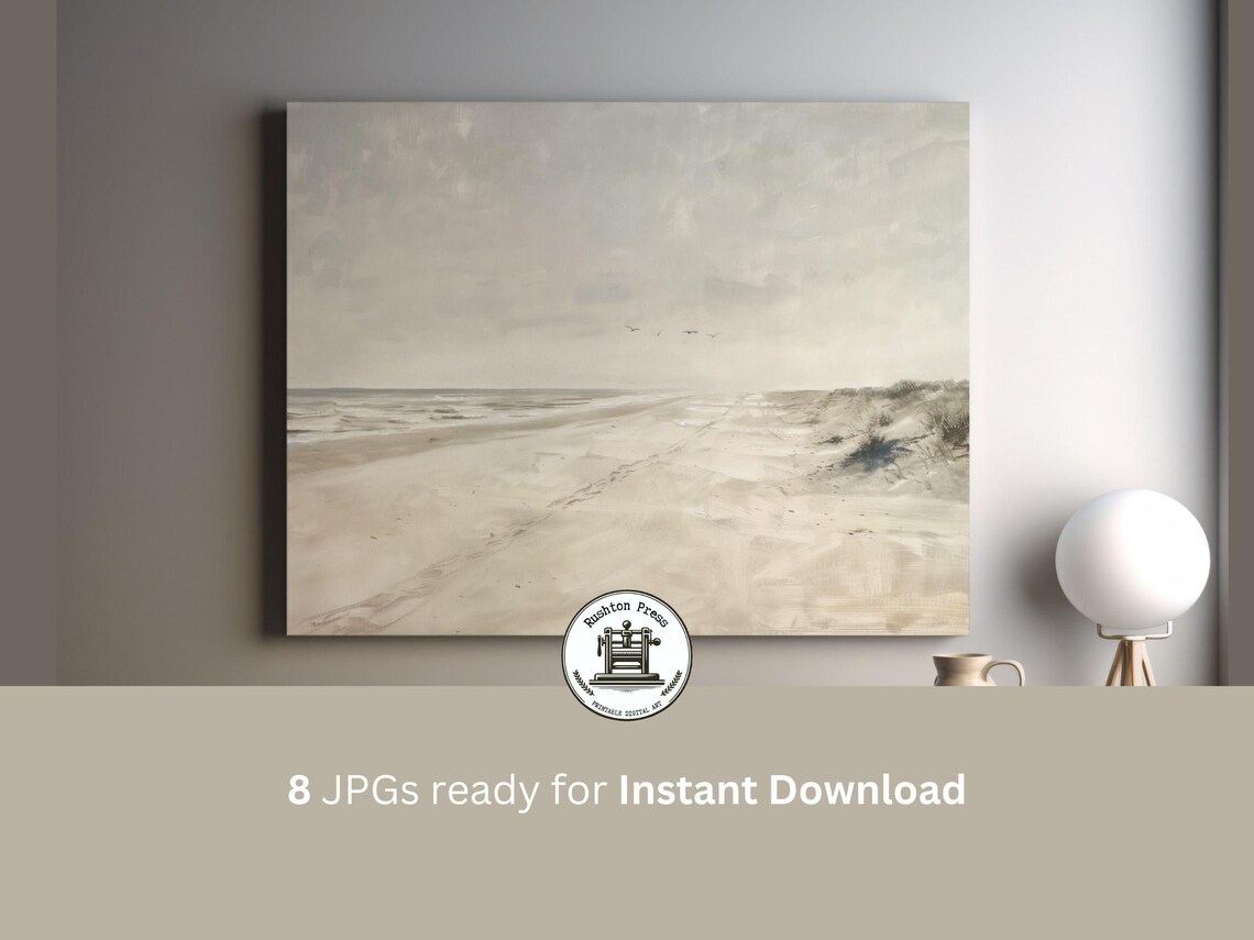 Neutral Beach Vintage Coastal Landscape Art Print