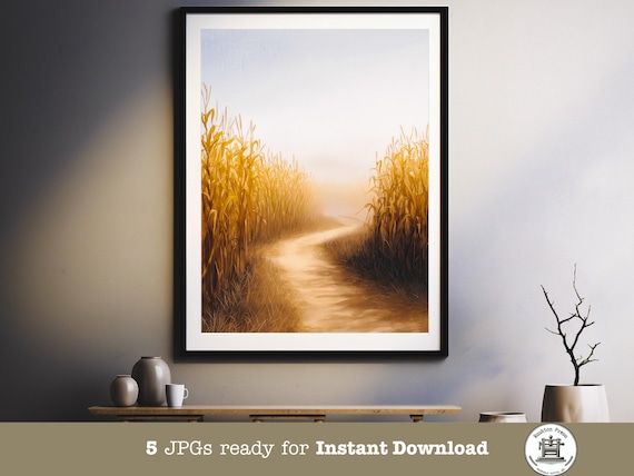 Ohio Cornfield Autumn Landscape Print Rustic Farmhouse Wall Art In 5 Sizes