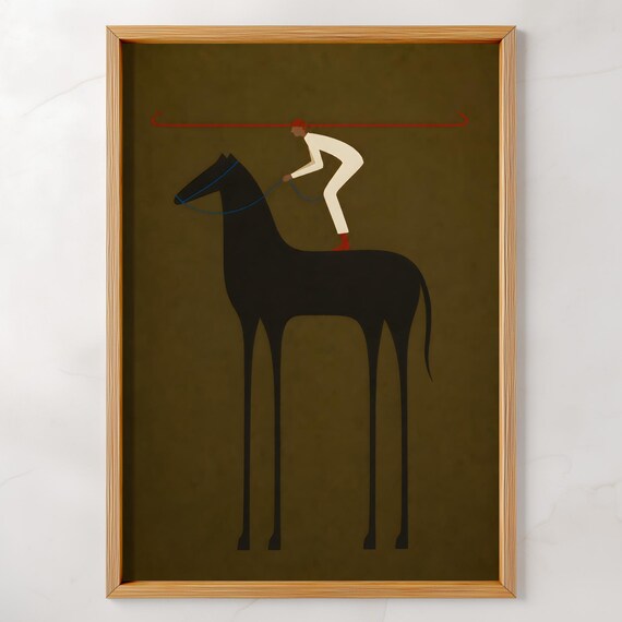 Minimalist Horse Rider Wall Art Abstract Print Modern Equestrian Poster Digital Download