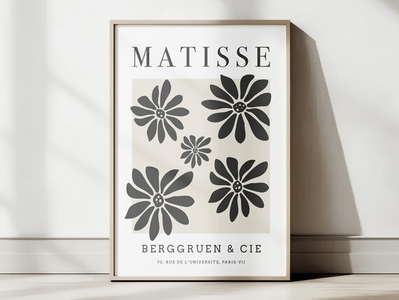 Henri Matisse Inspired Black Flower Cut Out Exhibition Poster Paris Gallery