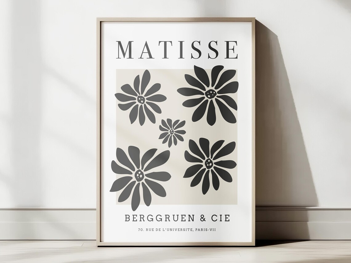 Henri Matisse Inspired Black Flower Cut Out Exhibition Poster Paris Gallery