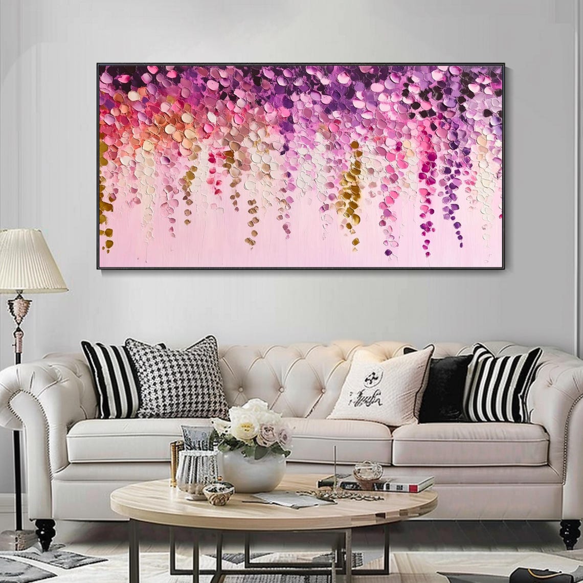 Cascading Pink Wisteria Blossoms Abstract Floral Texture Poster - Image 4