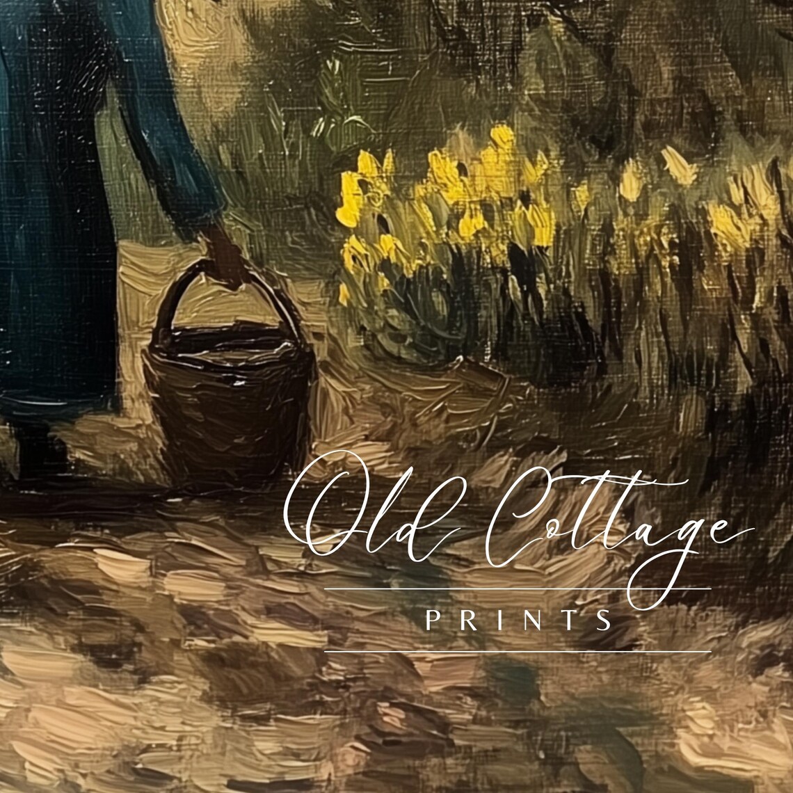 Vintage Rural Woman with Basket Walking to Cottage Garden Poster - Image 3