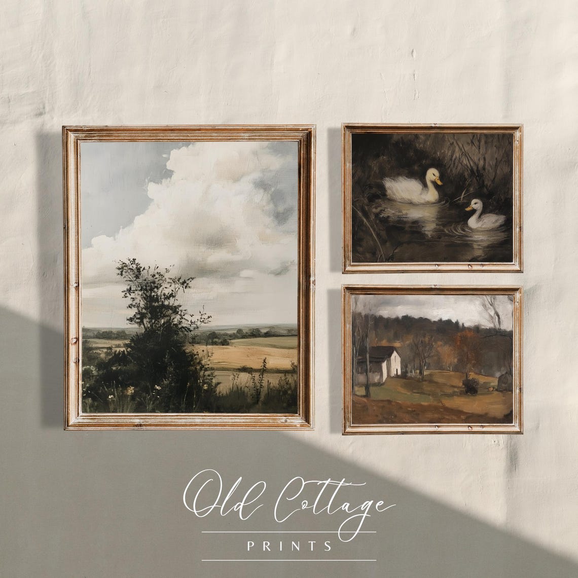 Cloudy Meadow Landscape With Golden Fields And Soft Sky Poster - Image 4