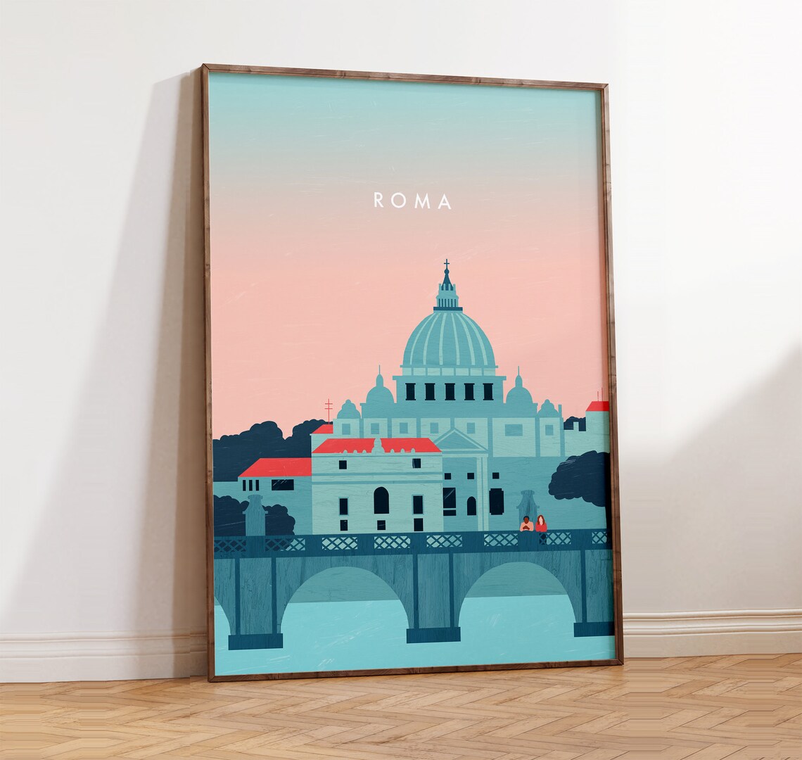 Rome Vintage Travel Poster, Italy Travel Print