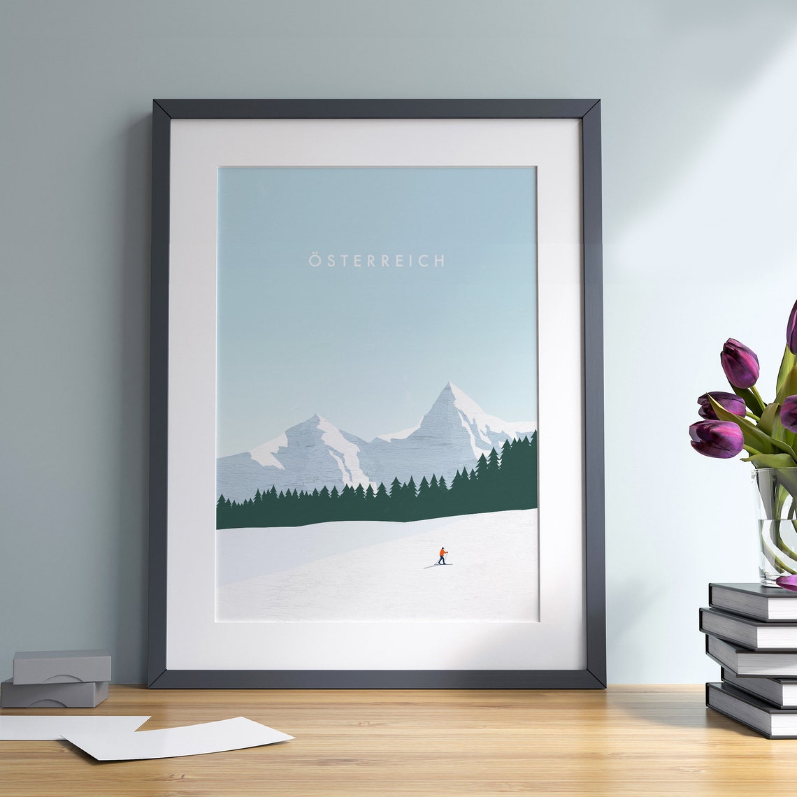 Osterreich Austria Alpine Skiing Snowy Mountain Winter Travel Poster - Image 2