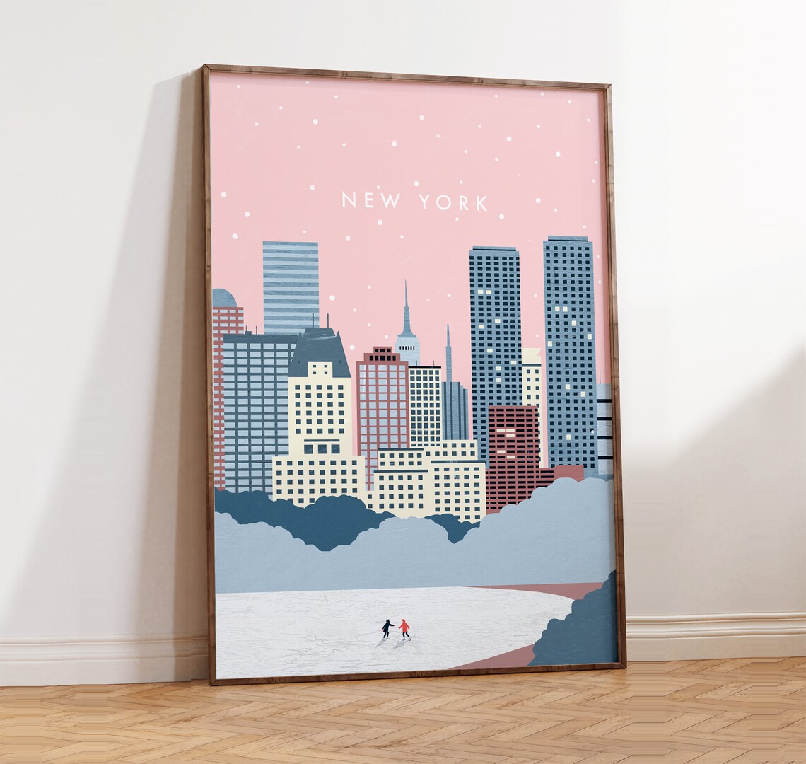 New York City Travel Poster, City Skyline Print