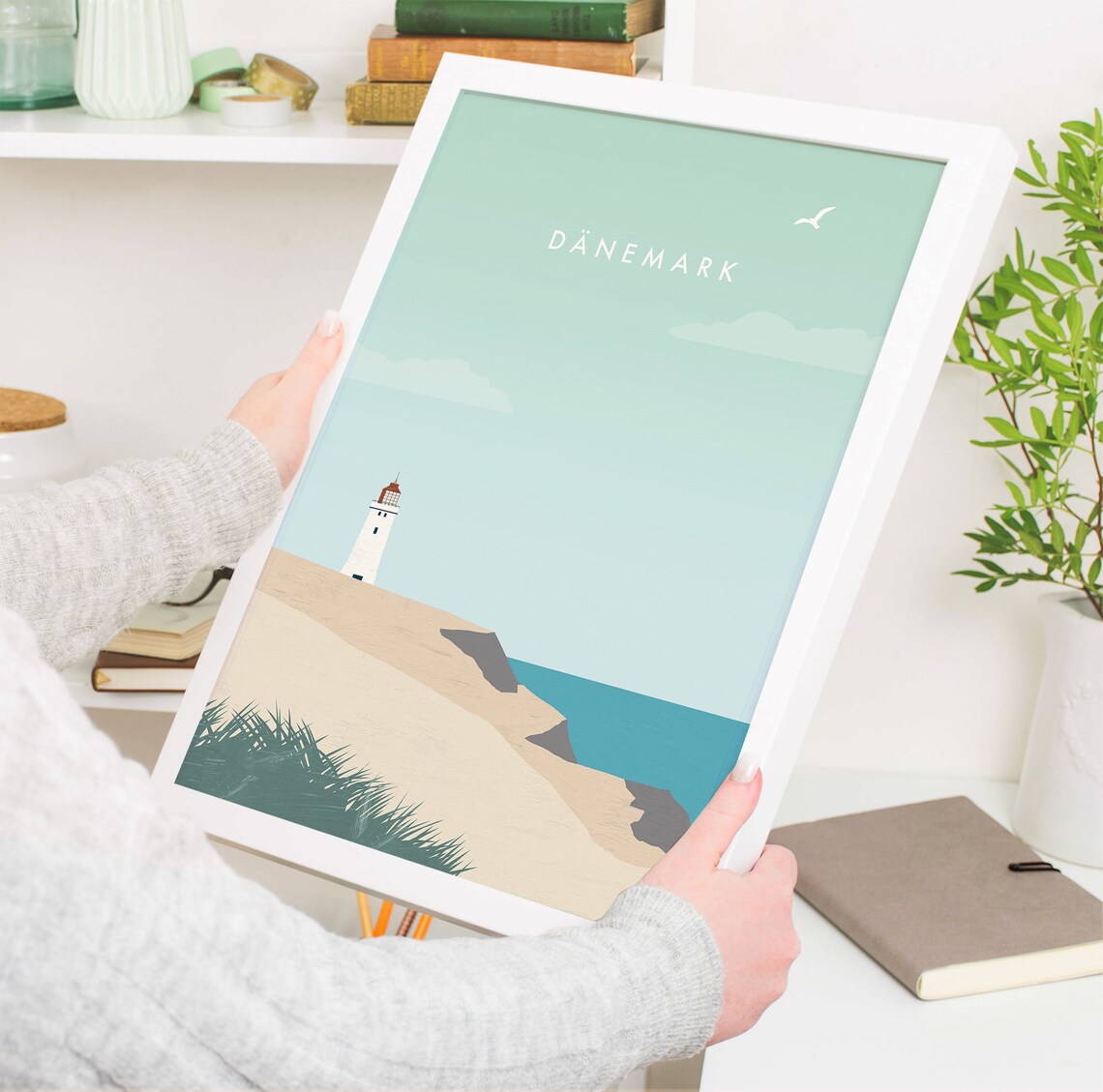 Denmark Minimalist Lighthouse Illustration Art Print - Image 4