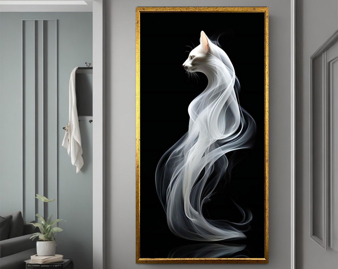 White Cat Poster, Cat Wall Decor - Image 2