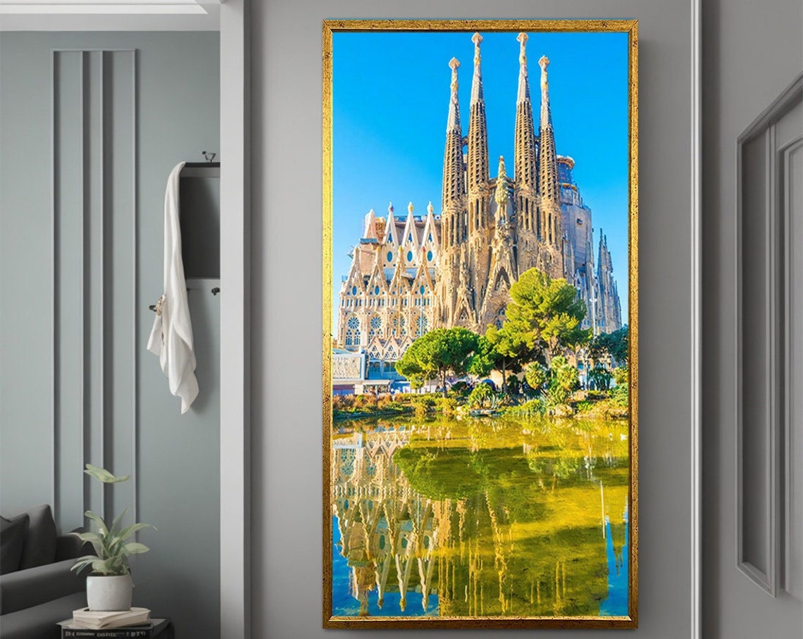 Sagrada Familia Barcelona Reflection Gaudi Cathedral Travel Poster - Image 3