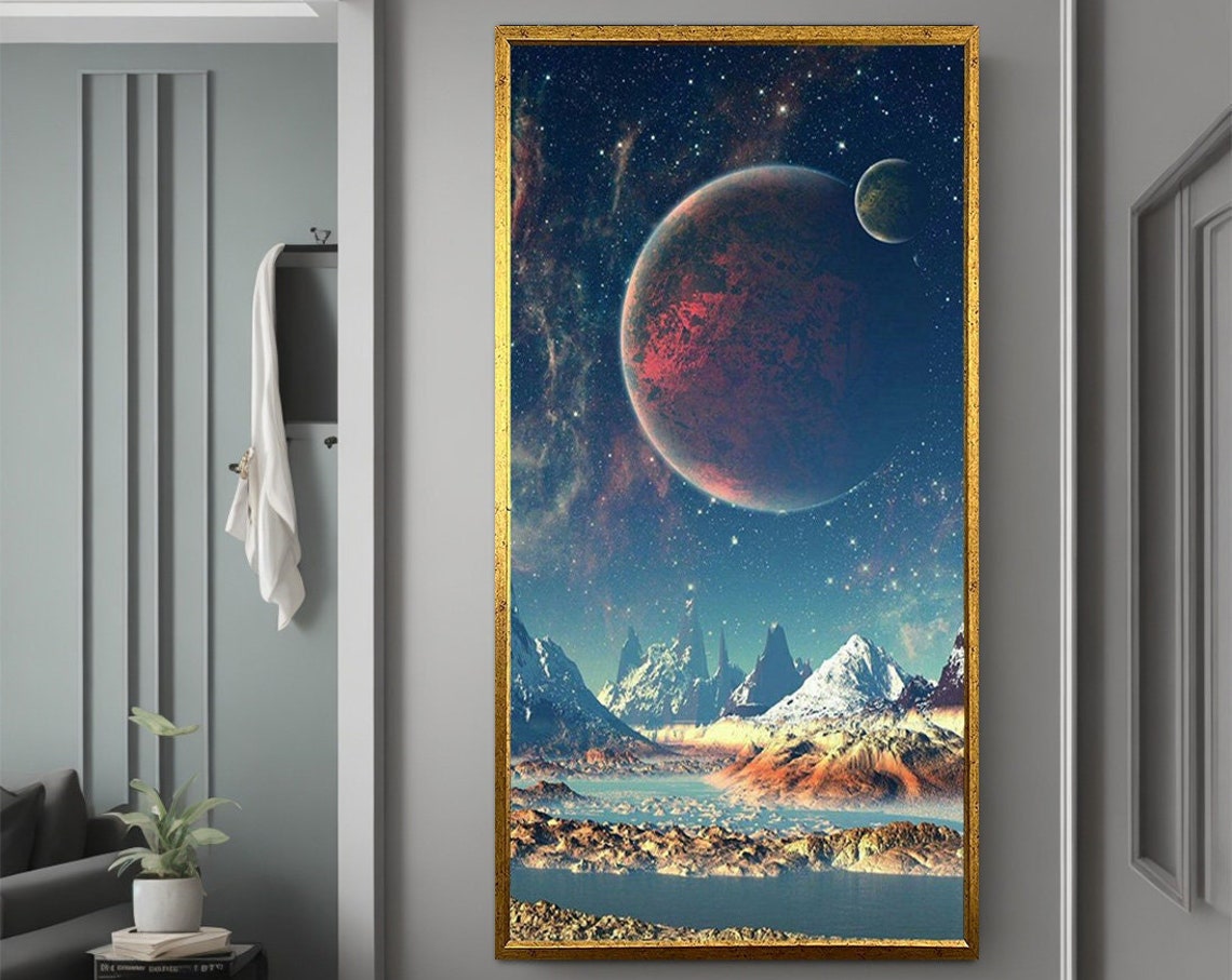 Sky Landscape Painting Moon Landscape Art Stars Wall Decor Sky Wall Decor